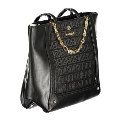 Handbag by Laura Biagiotti for women in pvc viscose modal & nickel black features a refined silhouette, showcasing a secure zipper, organized internal-pockets, and versatile handle for a refined finish.