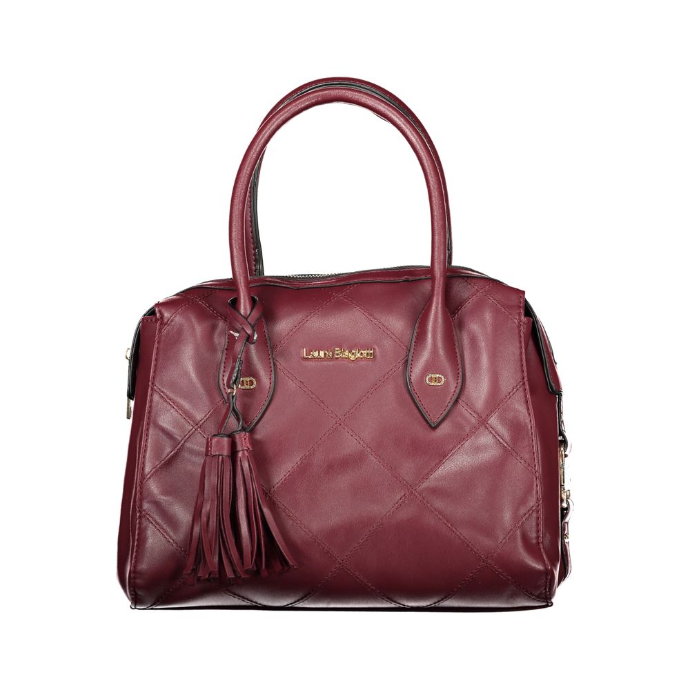 Handbag by Laura Biagiotti for women in pvc red features a ornamental silhouette, showcasing a secure zipper, ample built-in-compartments, and ornamental shoulder-strap, detachable-strap & handle for a sophisticated look.