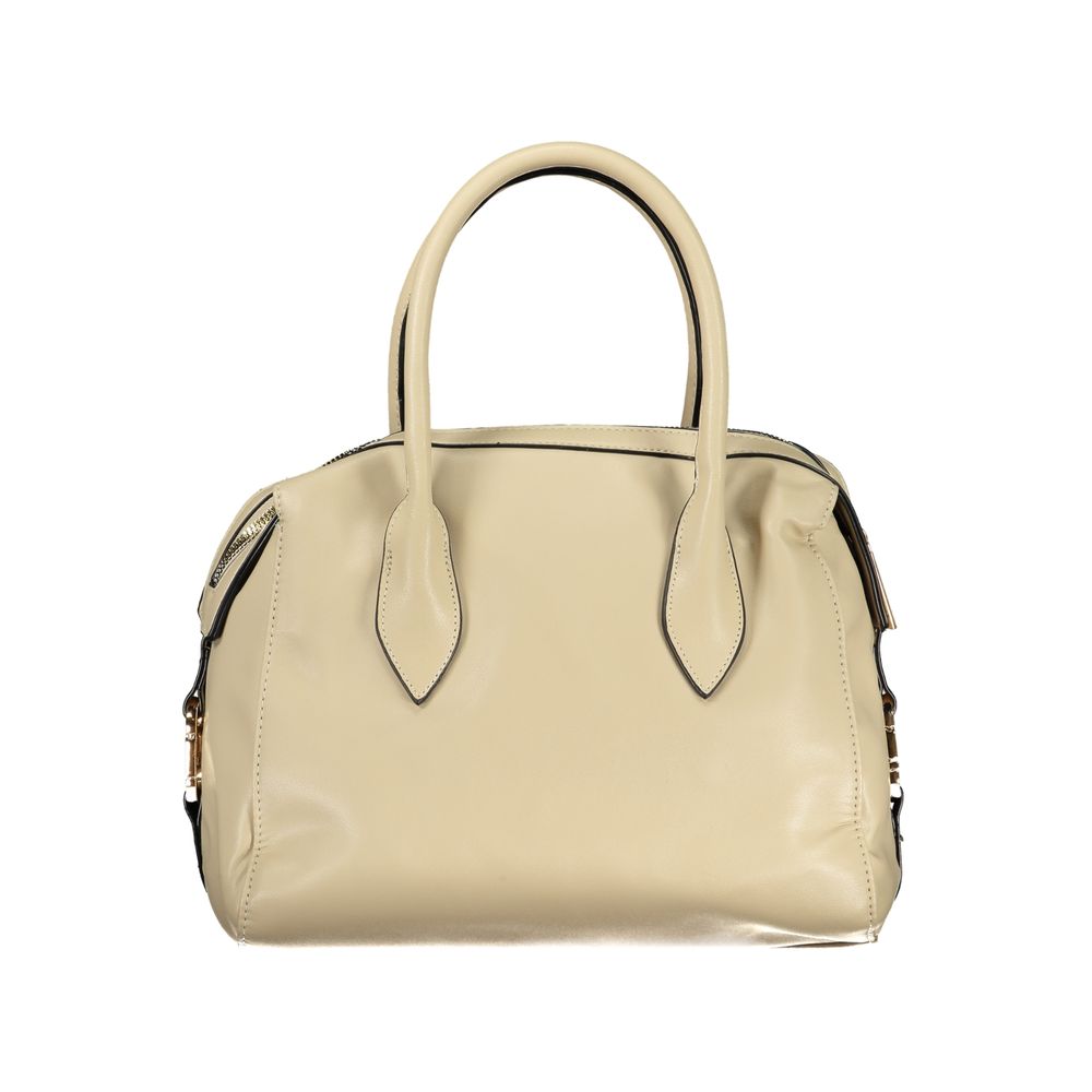 Handbag by Laura Biagiotti for women in pvc viscose modal & nickel beige features a signature silhouette, showcasing a secure zipper and signature internal-pockets with versatile shoulder-strap, handle & adjustable-strap for a sophisticated look.