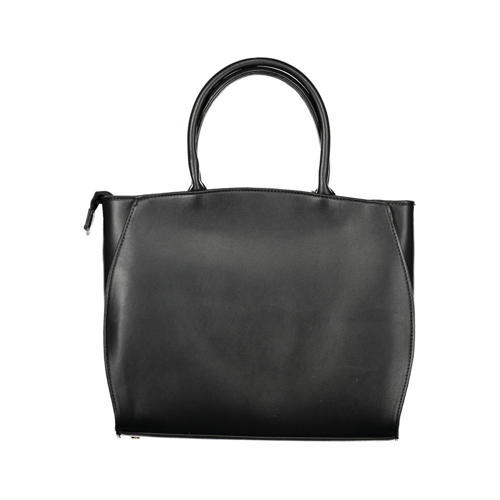 Handbag by Laura Biagiotti for women in pvc viscose modal & nickel black features an refined silhouette, showcasing a secure zipper, ample document-holder, removable-pouch, internal-pockets & coin-purse, and versatile shoulder-strap, handle & adjustable-strap for a sophisticated refined aesthetic.