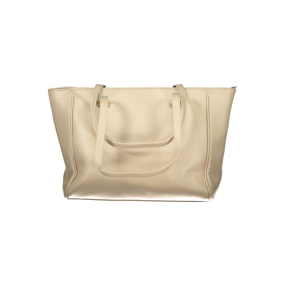 Handbag by Laura Biagiotti for women in pvc viscose modal & nickel beige & signature features an refined silhouette, showcasing a secure zipper, ample internal-pockets, and versatile handle for a sophisticated refined aesthetic.