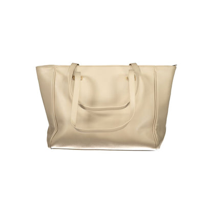 Handbag by Laura Biagiotti for women in pvc viscose modal & nickel beige & signature features an refined silhouette, showcasing a secure zipper, ample internal-pockets, and versatile handle for a sophisticated refined aesthetic.