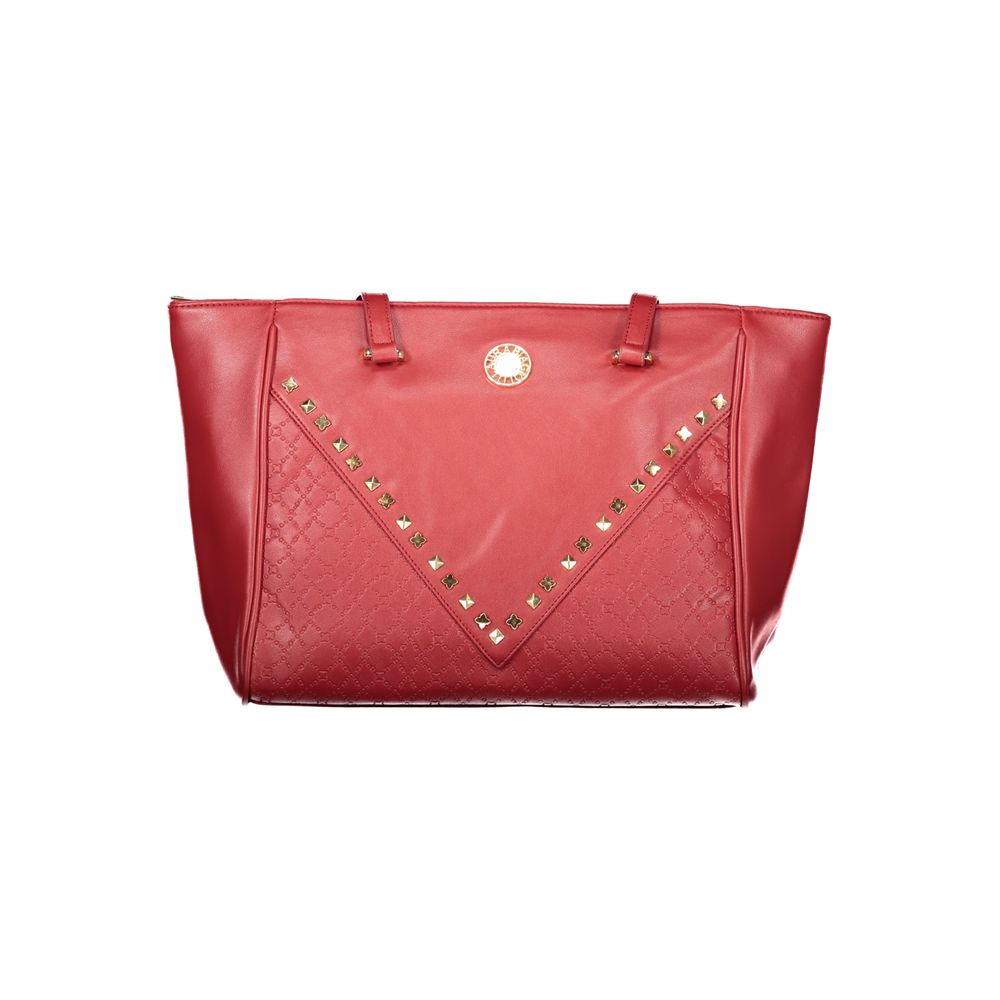 Handbag by Laura Biagiotti for women in pvc viscose modal & nickel red features a ornamental silhouette, showcasing a secure zipper, ample , and ornamental for a sophisticated look.