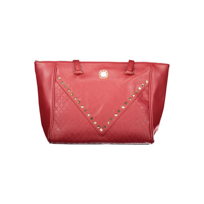 Handbag by Laura Biagiotti for women in pvc viscose modal & nickel red features a ornamental silhouette, showcasing a secure zipper, ample , and ornamental for a sophisticated look.