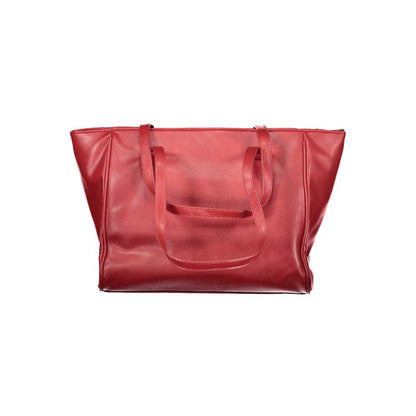 Handbag by Laura Biagiotti for women in pvc viscose modal & nickel red features a signature silhouette, showcasing a secure zipper and signature with versatile for a sophisticated look.