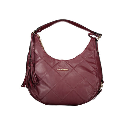 Handbag by Laura Biagiotti for women in pvc red features a ornamental silhouette, showcasing a secure zipper, ample internal-pockets, and ornamental shoulder-strap & adjustable-strap for a sophisticated look.