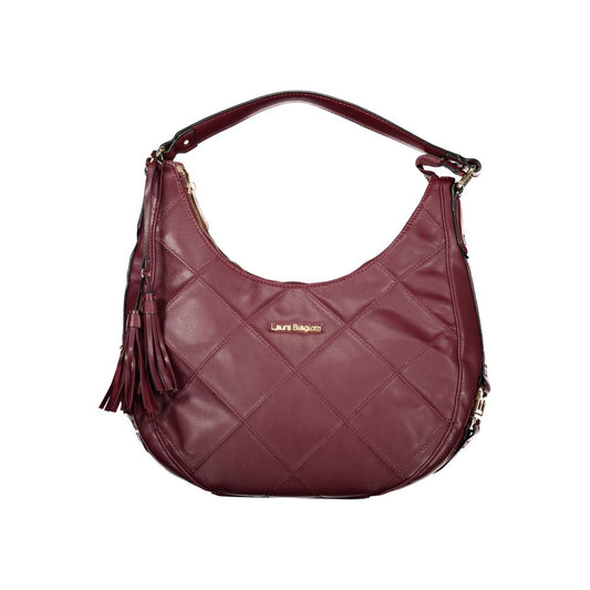 Handbag by Laura Biagiotti for women in pvc red features a ornamental silhouette, showcasing a secure zipper, ample internal-pockets, and ornamental shoulder-strap & adjustable-strap for a sophisticated look.