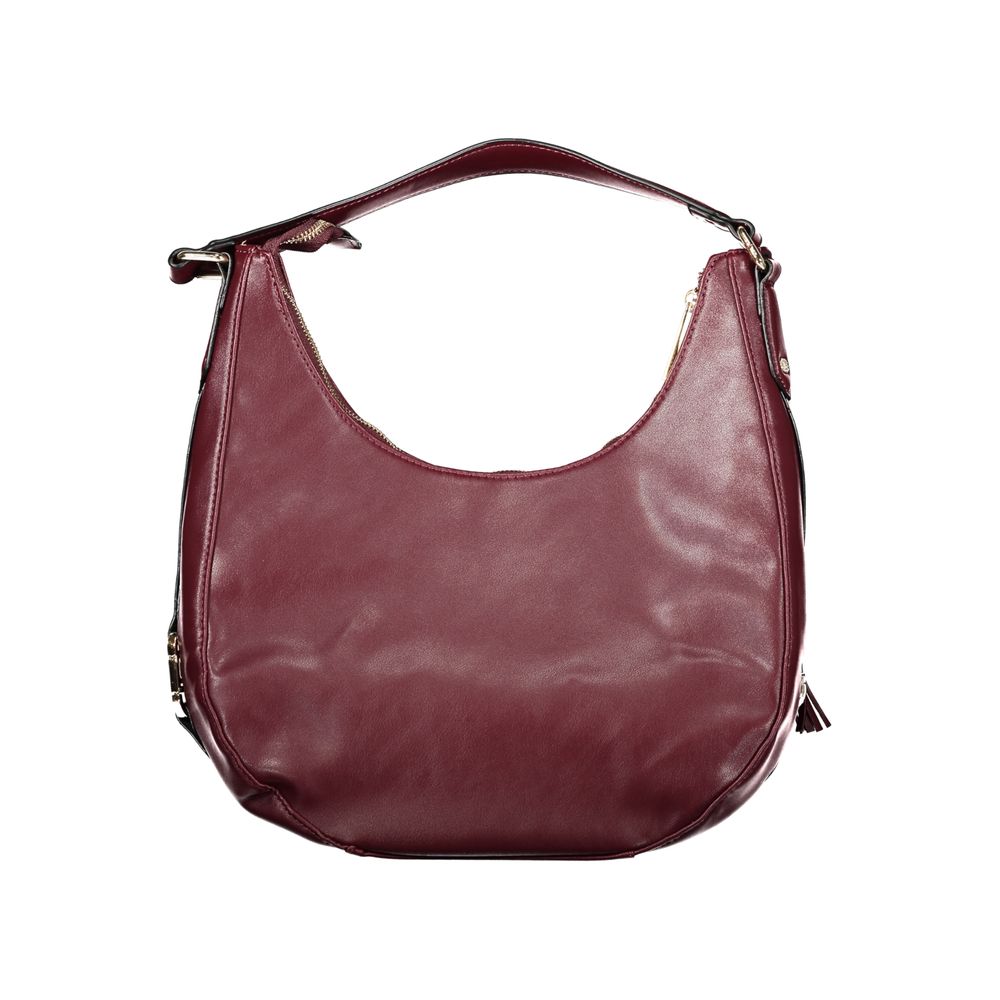 This Handbag by Laura Biagiotti for women in pvc and red presents a sculptural silhouette featuring a secure zipper, ample internal-pockets, and versatile shoulder-strap & adjustable-strap for a sculptural finish.