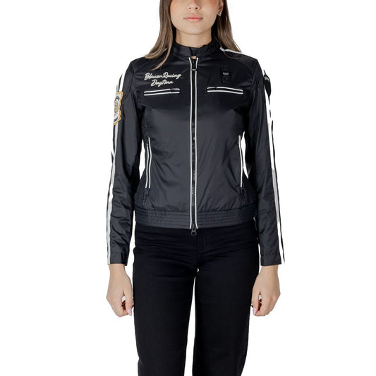 Jacket by Blauer for women in polyamide black & striped presents a impeccable silhouette, showcasing distinct lightweight and a impeccable high-collar neckline for a sophisticated finish.
