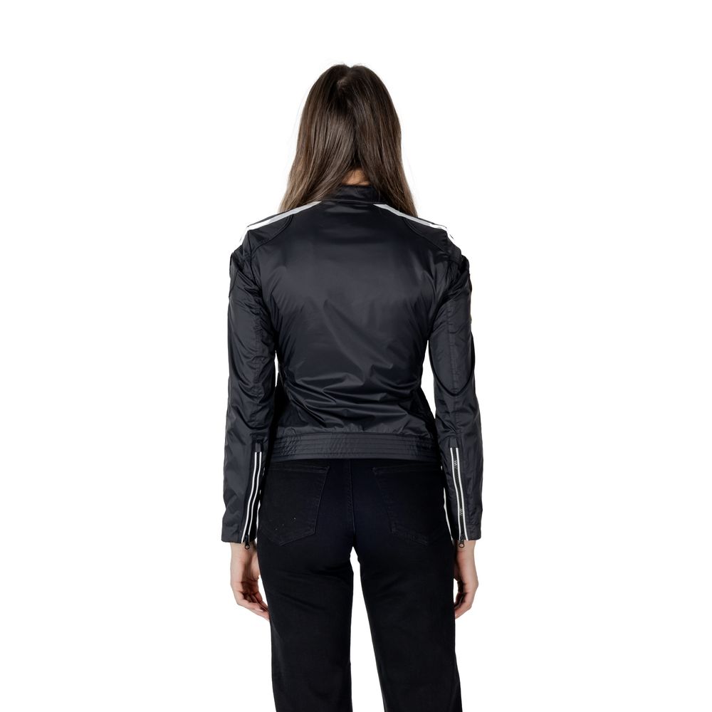 Jacket by Blauer for women in polyamide black & striped showcases a contemporary silhouette, detailed with a contemporary high-collar neckline and premium lightweight for a sophisticated finish.