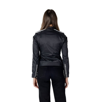 Jacket by Blauer for women in polyamide black & striped showcases a contemporary silhouette, detailed with a contemporary high-collar neckline and premium lightweight for a sophisticated finish.