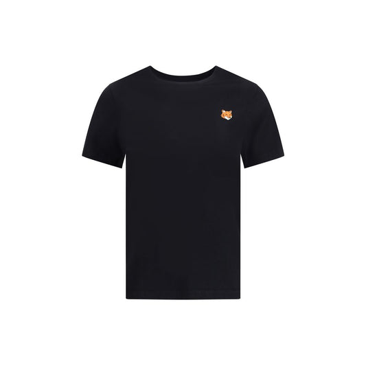 T-Shirt by Maison Kitsuné for women in organic cotton black & signature showcases a chic silhouette, artfully detailed with a chic crew neckline and short-sleeve for a chic finish.