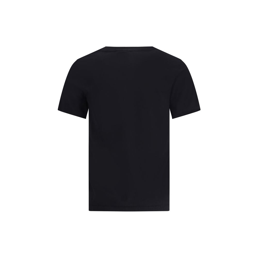 T-Shirt by Maison Kitsuné for women in organic cotton black & signature showcases a fashionable silhouette, elegantly detailed with a fashionable and crew neckline for a sophisticated, high-fashion look.
