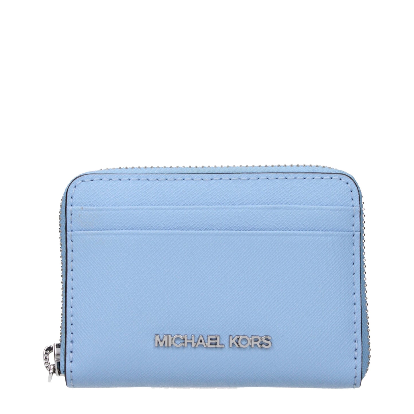 Card Case by Michael Kors for women in leather light-blue features a sleek silhouette, showcasing the sleek design of the Leather Card Case with functional for a premium look.