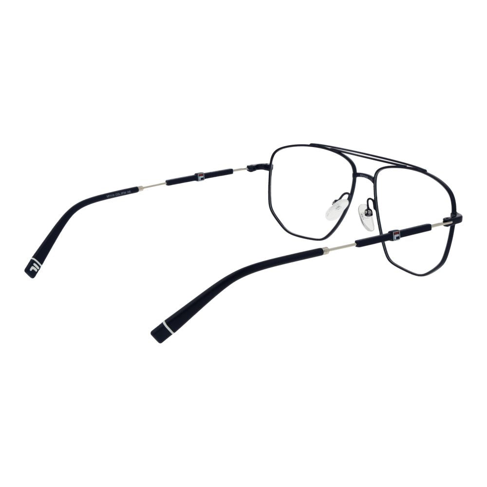 Eyeglasses Frames by Fila for men in stainless steel blue showcases a reflective silhouette, artfully incorporating a sophisticated blue coloured frame with a distinct full-frame frame design.