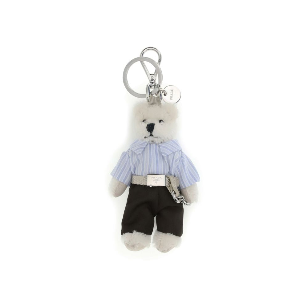 Keychain by Prada for men in bos taurus calfskin leather multicolor features an artisanal design with , , and for an artisanal aesthetic.