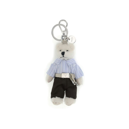 Keychain by Prada for men in bos taurus calfskin leather multicolor features an artisanal design with , , and for an artisanal aesthetic.