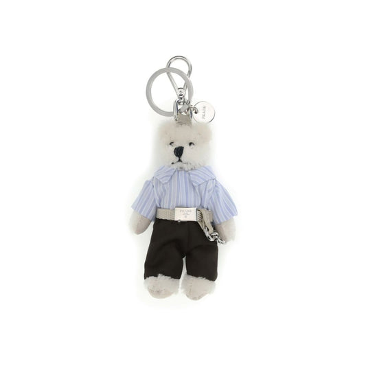Keychain by Prada for men in bos taurus calfskin leather multicolor features an artisanal design with , , and for an artisanal aesthetic.