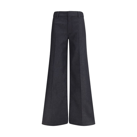 Trousers by Darkpark for women in stretch polyester cotton black presents a smart silhouette, meticulously detailed with a smart flared, relaxed-fit & regular-fit, a smart long, and a smart .