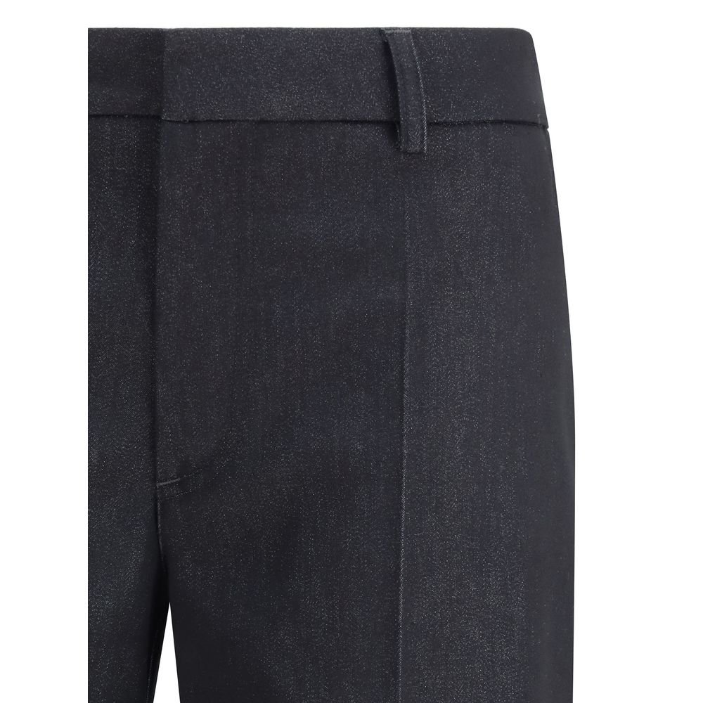Trousers by Darkpark for women in stretch polyester cotton black features an on trend silhouette, showcasing a sophisticated flared, relaxed-fit & regular-fit with a long and for an on trend finish.