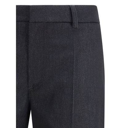 Trousers by Darkpark for women in stretch polyester cotton black features an on trend silhouette, showcasing a sophisticated flared, relaxed-fit & regular-fit with a long and for an on trend finish.