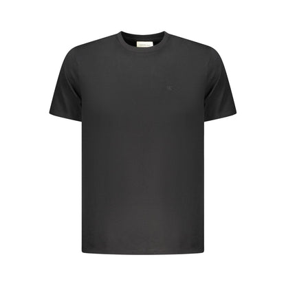 T-Shirt by Calvin Klein for men in cotton black showcases a fashionable silhouette, elegantly detailed with a fashionable and crew neckline for a sophisticated, high-fashion look.