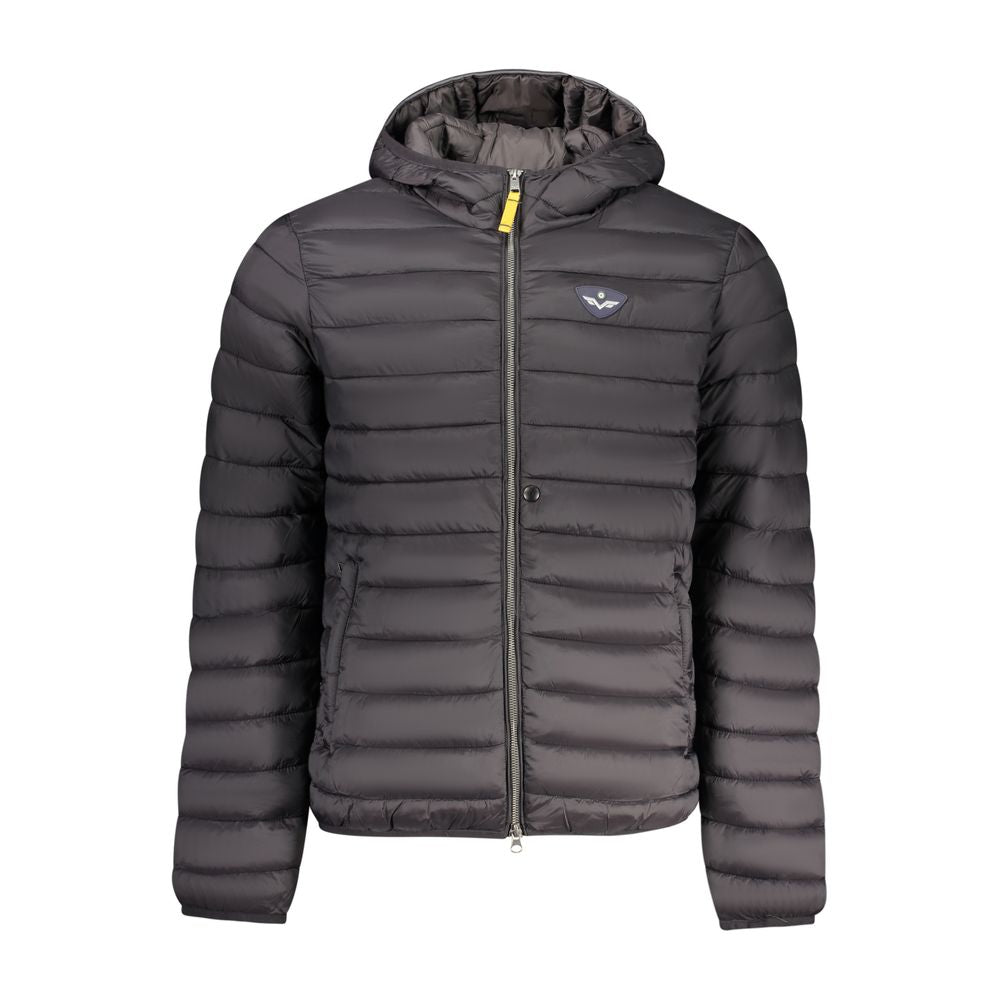Hooded Puffer Jacket by Armata Di Mare for men in polyamide black features an on trend silhouette, showcasing refined pockets, hooded, insulated & windproof and a sophisticated wrap hooded neckline for a truly on trend finish.