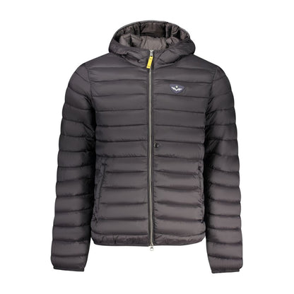 Hooded Puffer Jacket by Armata Di Mare for men in polyamide black features an on trend silhouette, showcasing refined pockets, hooded, insulated & windproof and a sophisticated wrap hooded neckline for a truly on trend finish.