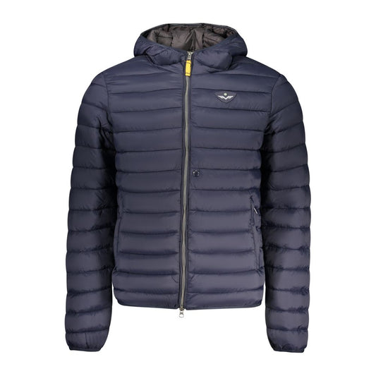 Hooded Windbreaker Jacket by Armata Di Mare for men in polyamide blue presents a resilient silhouette, artfully detailed with a sophisticated hooded neckline and functional pockets, hooded & windproof for a resilient finish.