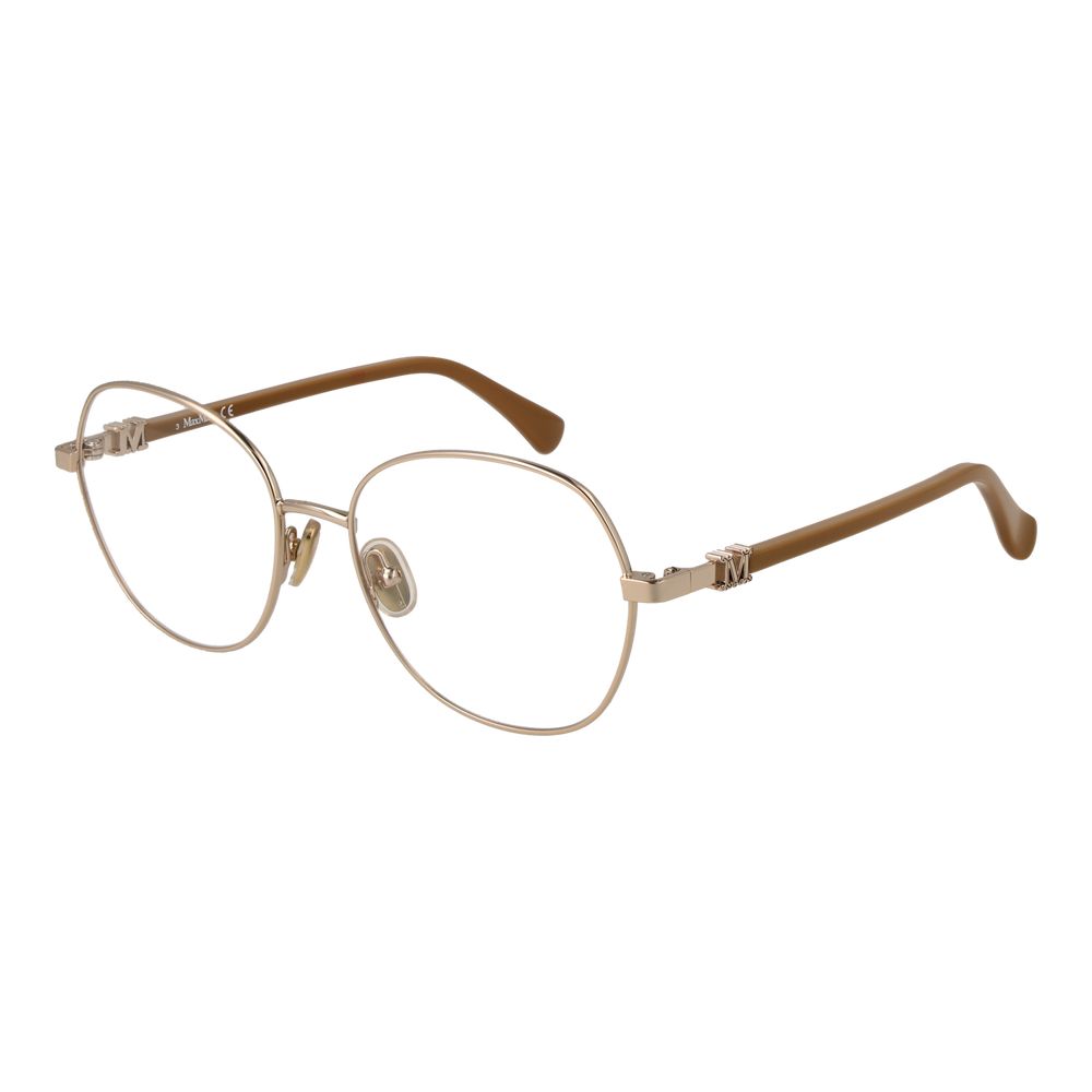 Eyeglasses Frames by Max Mara for women in acetate and gold showcases a refined silhouette, detailed with a gold coloured frame finish and a sophisticated full-frame frame design.