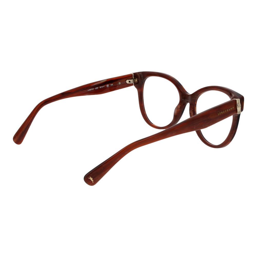 Eyeglasses Frames by Longchamp for women in acetate and brown showcases a refined silhouette, detailed with a brown coloured frame finish and a sophisticated full-frame frame design.