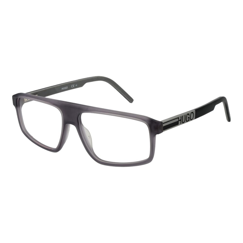 Eyeglasses Frames by Hugo Boss for men in acetate gray showcases a reflective silhouette, artfully incorporating a sophisticated gray coloured frame with a distinct full-frame frame design.