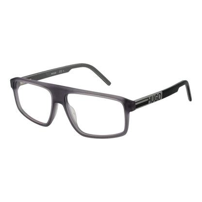 Eyeglasses Frames by Hugo Boss for men in acetate gray showcases a reflective silhouette, artfully incorporating a sophisticated gray coloured frame with a distinct full-frame frame design.