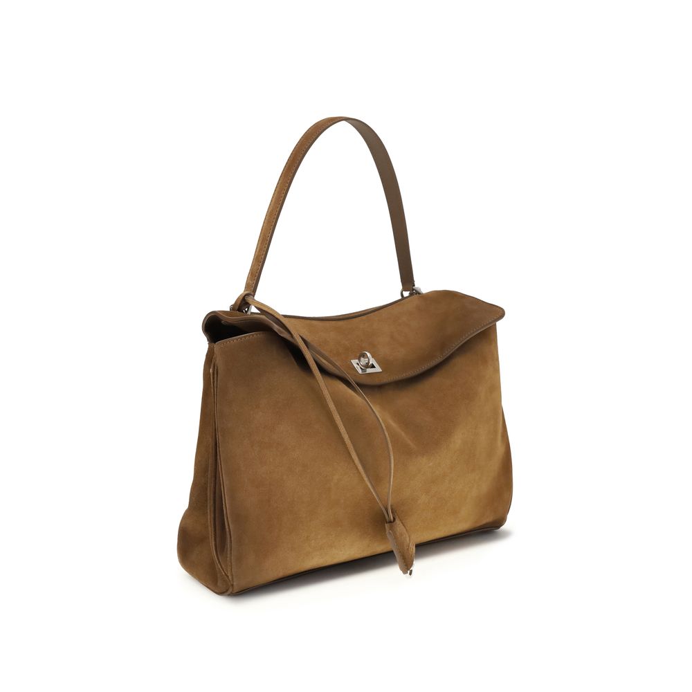 Medium Shoulder Bag by Balenciaga for women in bos taurus suede calfskin leather brown, silver & signature features a effortless sophistication silhouette, secured by a zipper with ample external-pockets and versatile shoulder-strap, handle & detachable-strap for a effortless sophistication finish.