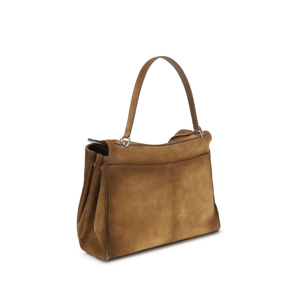 Medium Shoulder Bag by Balenciaga for women in bos taurus suede calfskin leather brown, silver & signature features an effortlessly chic silhouette with a secure zipper, ample external-pockets, and versatile shoulder-strap, handle & detachable-strap for effortlessly chic everyday luxury.