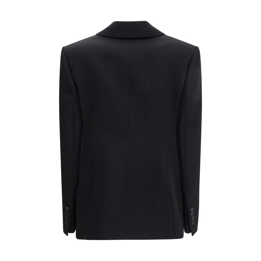 Overcoat by Givenchy for women in wool polyester satin black presents a luxurious silhouette, showcasing a luxurious and sophisticated pockets for a premium, luxurious look.
