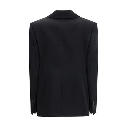 Overcoat by Givenchy for women in wool polyester satin black presents a luxurious silhouette, showcasing a luxurious and sophisticated pockets for a premium, luxurious look.