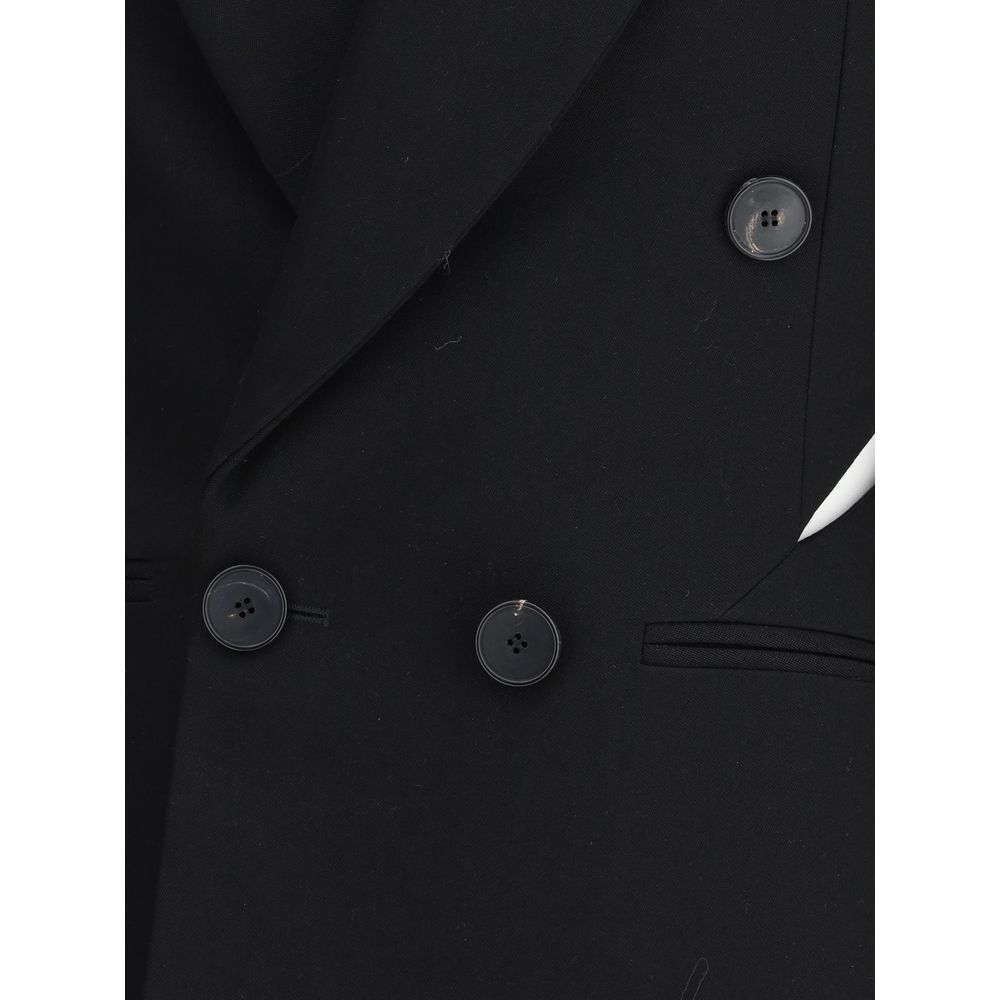 Overcoat by Givenchy for women in wool polyester satin black showcases a enveloping silhouette, detailed with distinctive pockets and a enveloping .