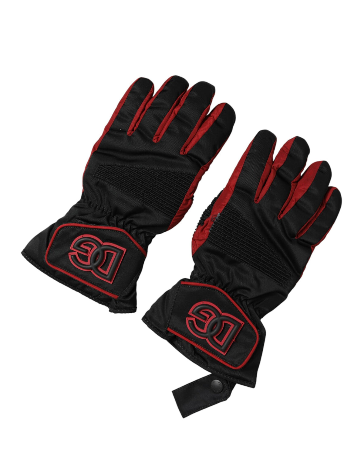 Dolce & Gabbana Nylon Polyamide Polyester & Polyurethane Mittens Wrist Length Gloves - Black Red Signature