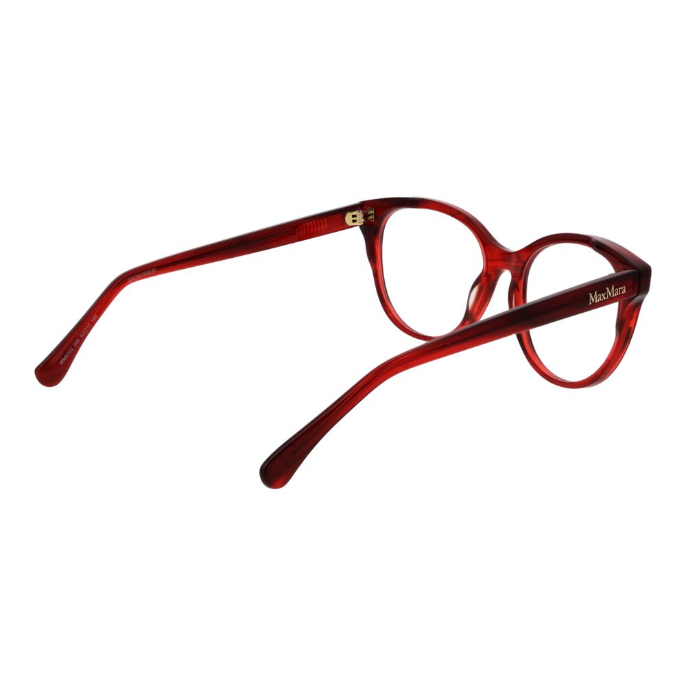 Eyeglasses Frames by Max Mara for women in acetate red showcases a reflective silhouette, artfully incorporating a sophisticated red coloured frame with a distinct full-frame frame design.