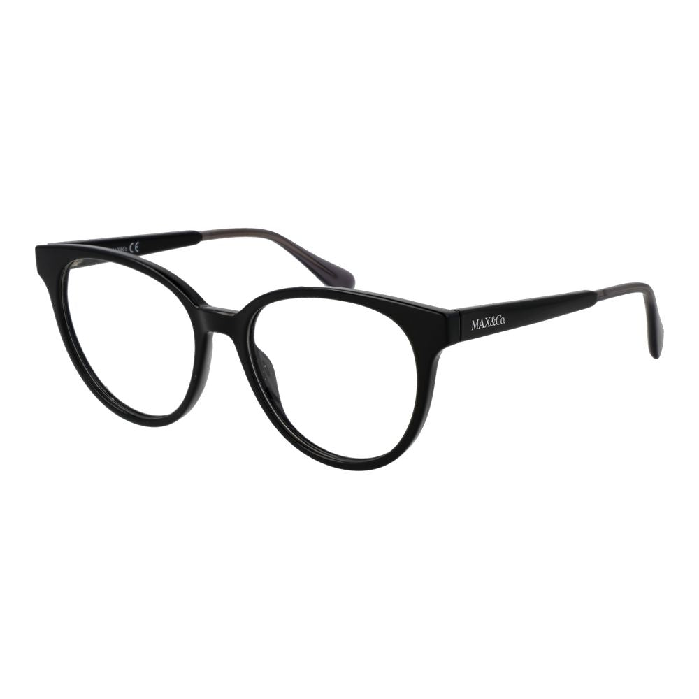 Eyeglasses Frames by Max & Co for women in plastic black features an refined silhouette, showcasing a sophisticated black coloured frame and refined full-frame frame design for a refined look.