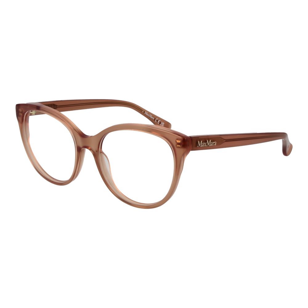 Eyeglasses Frames by Max Mara for women in acetate brown showcases a reflective silhouette, artfully incorporating a sophisticated brown coloured frame with a distinct full-frame frame design.
