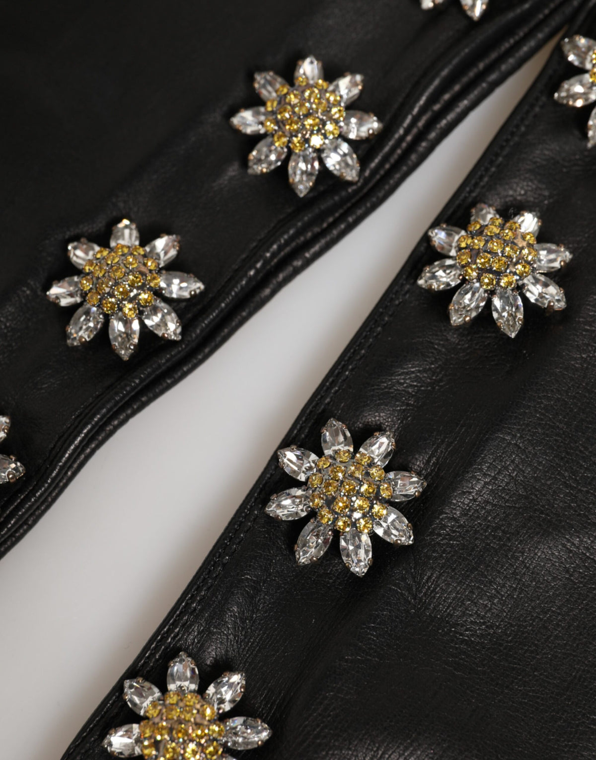 Dolce & Gabbana Silk & leather Mittens Gloves - Black Signature