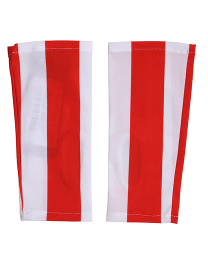 Dolce & Gabbana Stretch Nylon Fingerless Gloves Wrist Length - Red White Signature