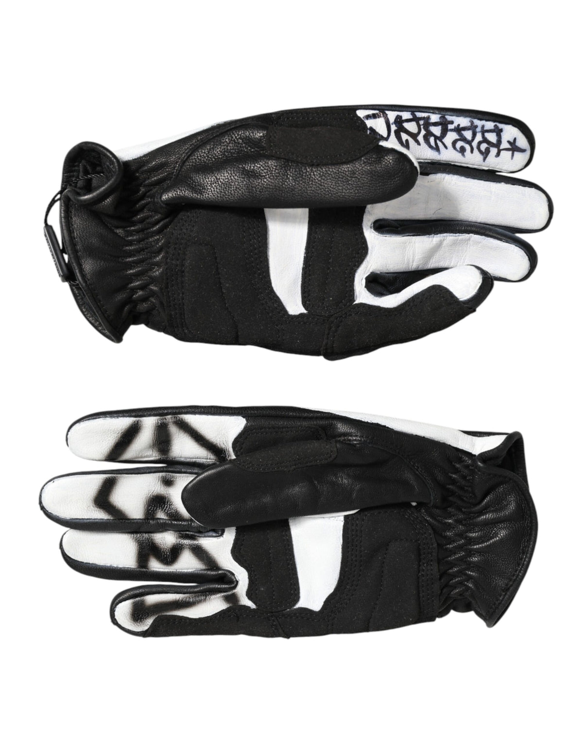Dolce & Gabbana Polyester & Crystal Mittens Wrist Length Gloves - Black White Signature
