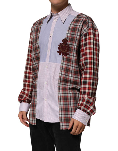 Dolce & Gabbana Men's Regular Fit Long-Sleeve Cotton Dress Shirt - Multicolor Patterned Checkered