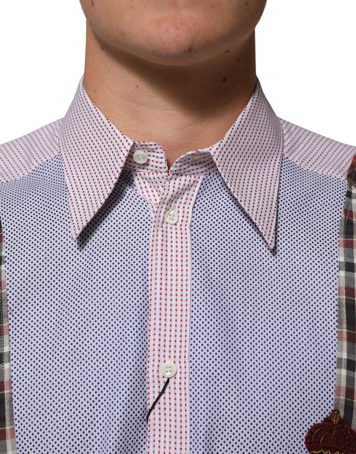 Dolce & Gabbana Men's Regular Fit Long-Sleeve Cotton Dress Shirt - Multicolor Patterned Checkered