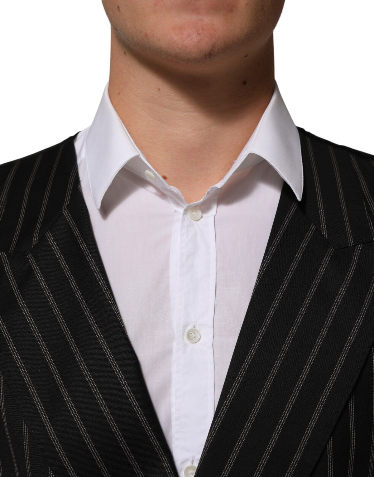 Dolce & Gabbana Men's Silk Cotton Viscose Wool Vest - Black Striped
