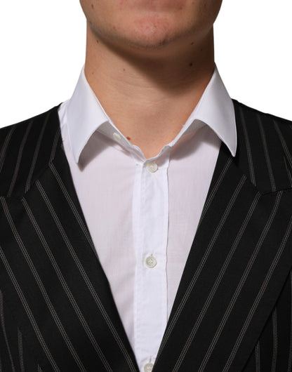 Dolce & Gabbana Men's Silk Cotton Viscose Wool Vest - Black Striped