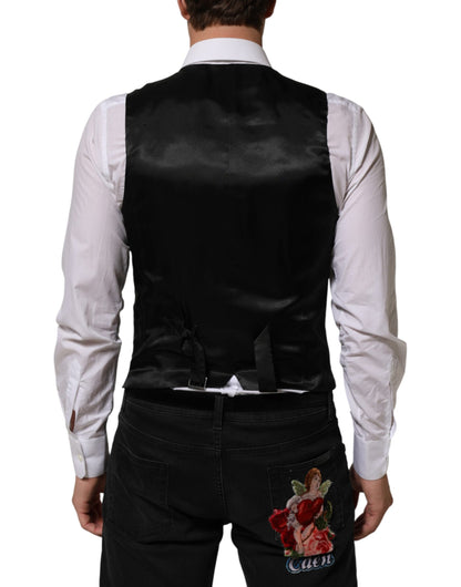 Dolce & Gabbana Men's Polyester Viscose Wool Vest - Black